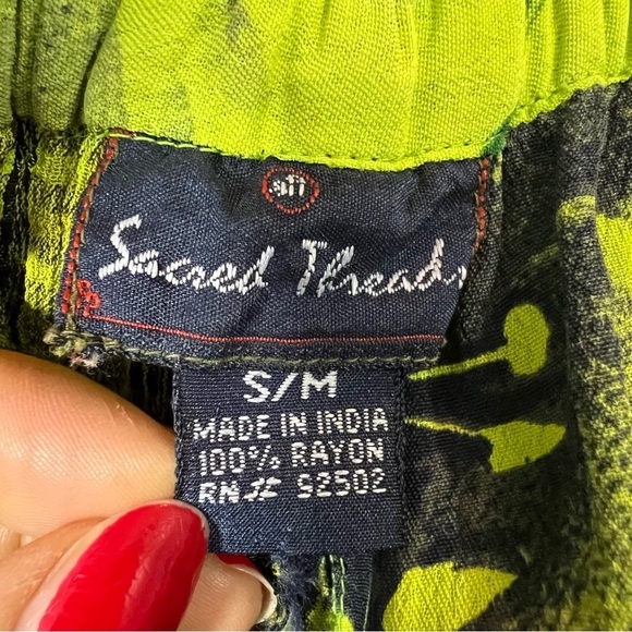 Sacred Threads neon pallozo wide leg pants flowy bohemian festival gypsy hippie - Picture 8 of 11